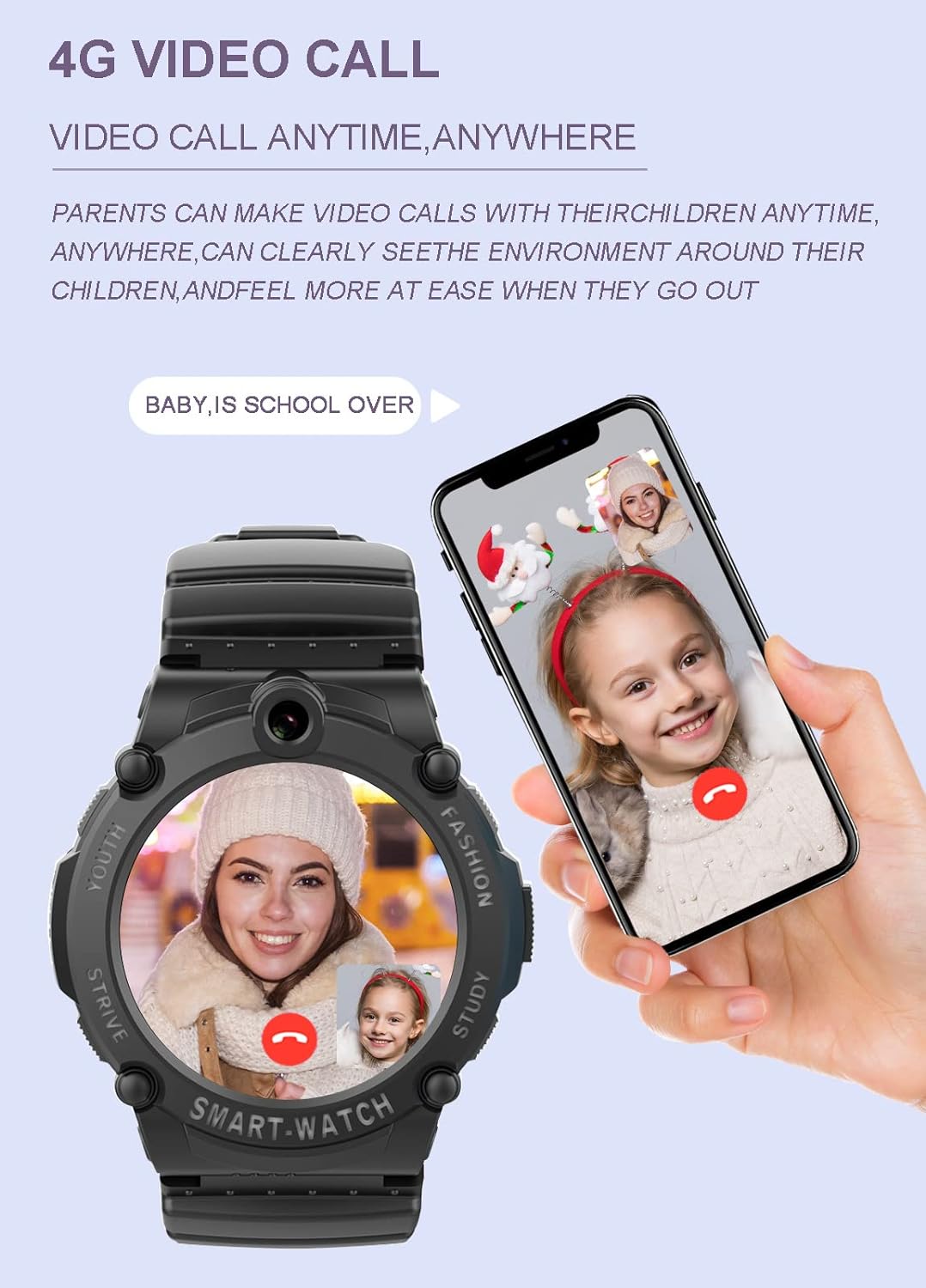 4G GPS Kids Smart Watch Phone, Smartwatch with Anti-Lost GPS WiFi LBS Location Tracker Round HD Touch Screen Video Phone Call, Voice Chat, MP3 Camera SOS Alarm Pedometer, for Boys Girls Gifts(Black)