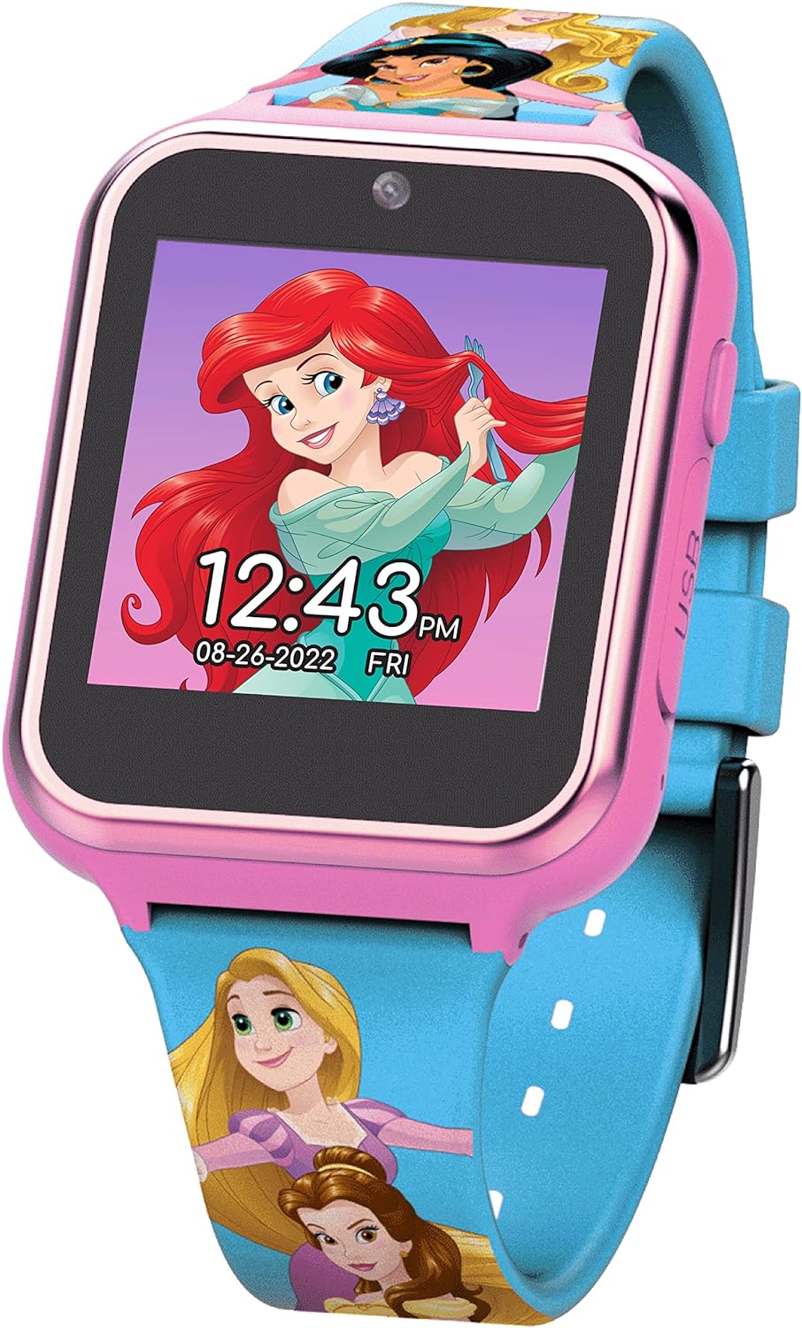 Accutime Disneys Princess Kids Touchscreen Interactive Smartwatch, Built in Selfie-Camera, Easy-to-Buckle Strap, Model: PN4258AZ
